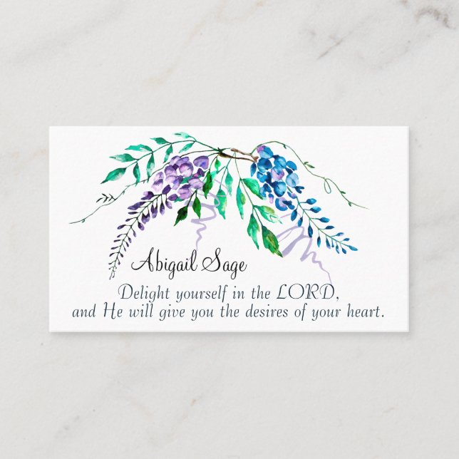 Psalm 37:4 Delight Yourself in the Lord, Floral Business Card (Front)