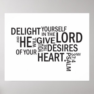 Psalm 37:4 "Desires of Your Heart" Subway Art Poster