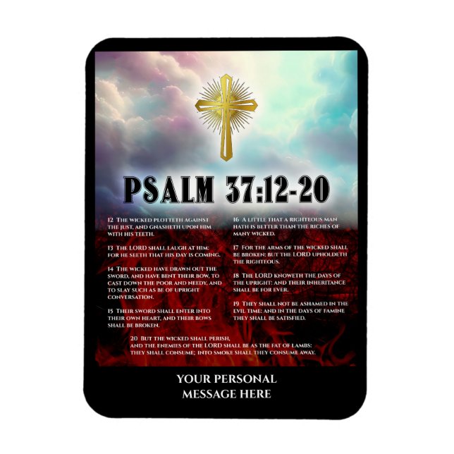 Psalm 37 Verse 12 To 20 Old Testament Bible Quote Magnet (Vertical)
