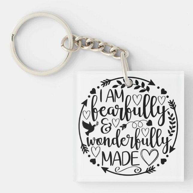 Psalm 39 Wonderfully Made Christian Scripture  Key Ring (Front)