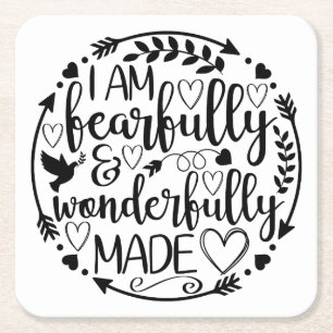 Psalm 39 Wonderfully Made Christian Scripture Square Paper Coaster