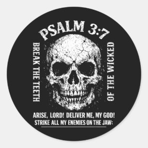 Psalm 3_7 Vintage Skull Christian Religious Bible Classic Round Sticker