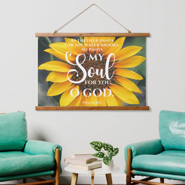 Psalm 42:1 As the Deer Pants Sunflower Christian Hanging Tapestry (Living Room)