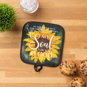 Psalm 42:1 As the Deer Pants Sunflower Christian Pot Holder