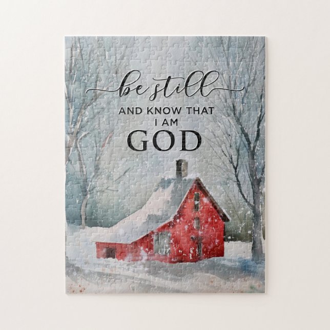 Psalm 46:10 Be Still and Know I Am GOD Winter Snow Jigsaw Puzzle (Vertical)