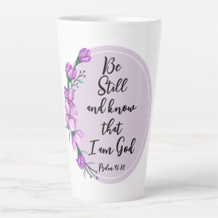Psalm 46:10 Be Still and know Purple Blossoms Latte Mug