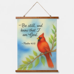 Psalm 46:10 Be Still Red Cardinal Scripture Nature Hanging Tapestry