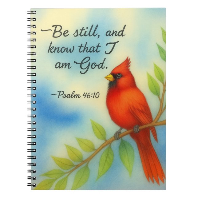 Psalm 46:10 Be Still Red Cardinal Scripture Nature Notebook (Front)