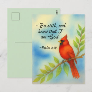 Psalm 46:10 Be Still Red Cardinal Scripture Nature Postcard