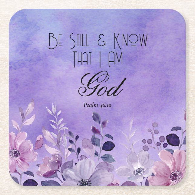 Psalm 46:10 Bible Verse Square Paper Coaster (Front)