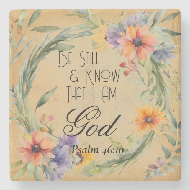 Psalm 46:10 Bible Verse Stone Coaster (Front)