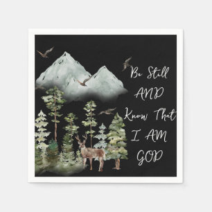 Psalm 46:10 Bible Verse WATERCOLOR Woodland Napkin