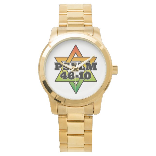 Psalm 46-10 - Gold Plated Watch (Front)