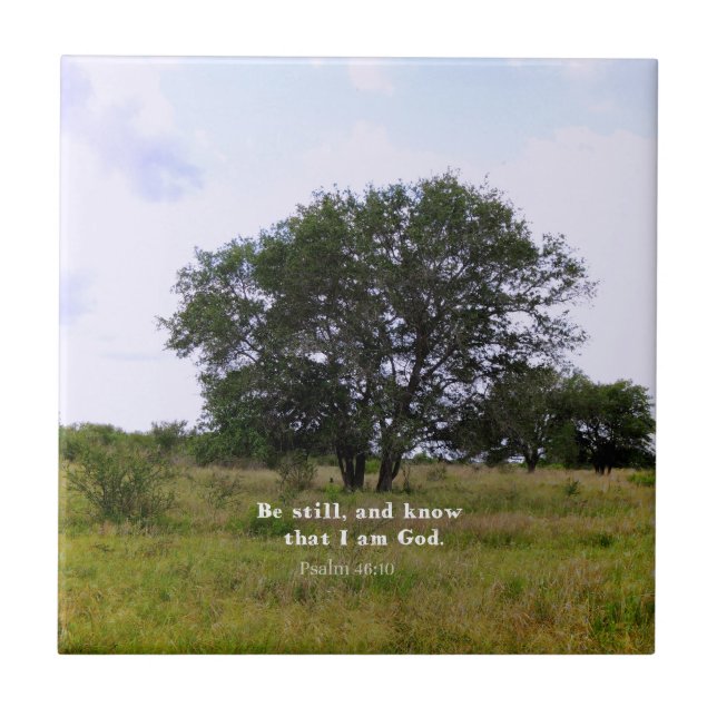 Psalm 46:10 Inspirational Bible Quote Tile (Front)