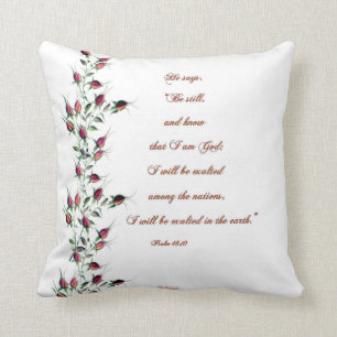 Psalm 46:10 Red Rose Buds Pillow