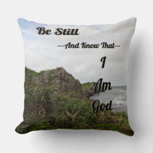 Psalm 46:10 Scenic Bible Verse Cushion