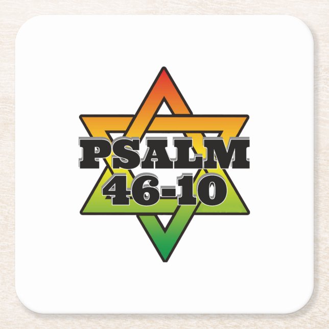 Psalm 46-10 - Square Paper Coaster (Front)