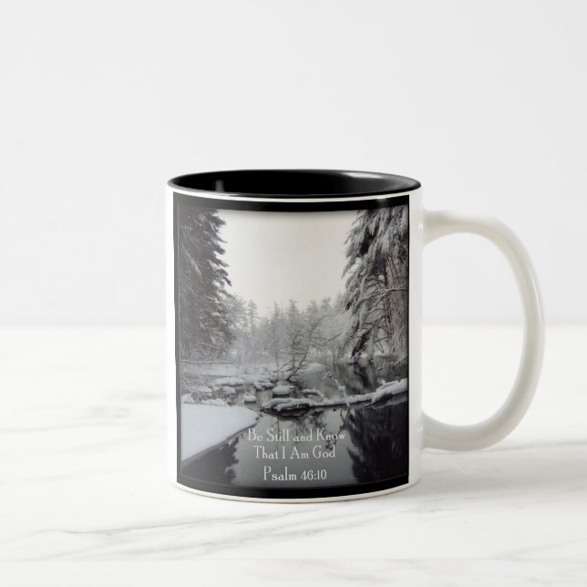 Psalm 46:10 - Winter Scene Two-Tone Coffee Mug (Right)