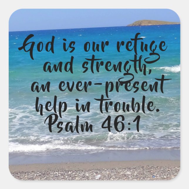 Psalm 46:1 Beach Custom Bible Verse Square Sticker (Front)