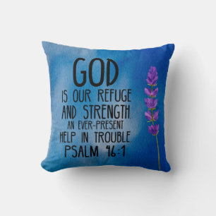 Psalm 46:1 Christian Bible Verse Art Cushion