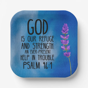 Psalm 46:1 Christian Bible Verse Art Paper Plate