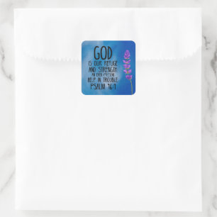 Psalm 46:1 Christian Bible Verse Art Square Sticker