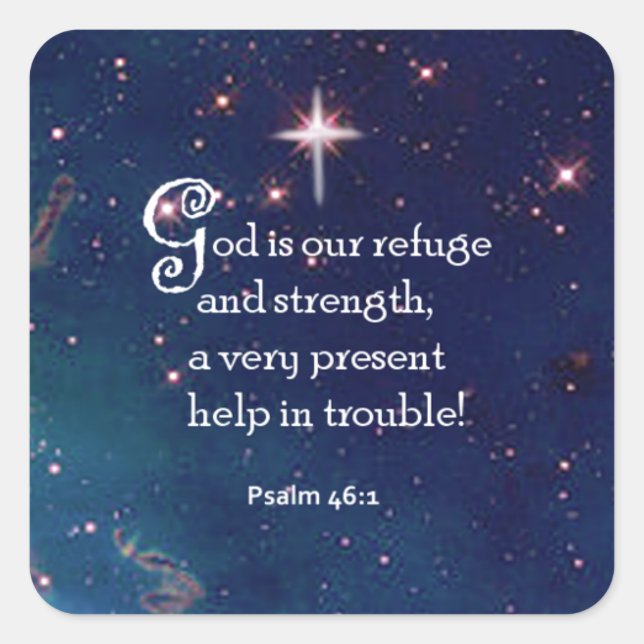 Psalm 46:1 square sticker (Front)