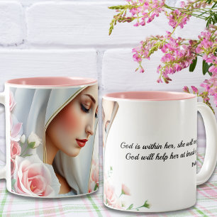 Psalm 46:5 Christian Bible Verse Virgin Mary Two-Tone Coffee Mug