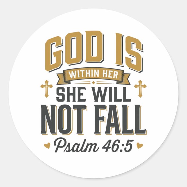 Psalm 46_5 Christian Typography Vector Classic Round Sticker (Front)