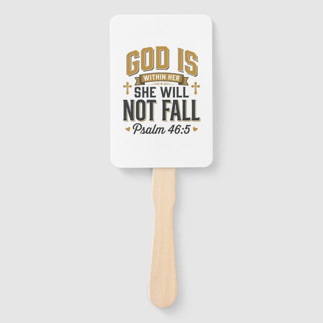 Psalm 46_5 Christian Typography Vector Hand Fan (Front)