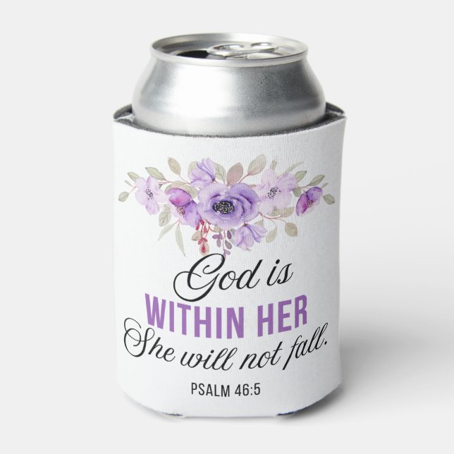 Psalm 46:5 God is within her Scripture Flower Can Cooler (Can Front)
