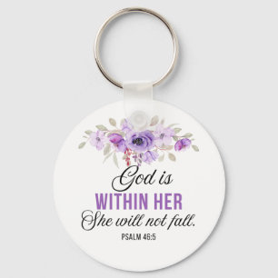 Psalm 46:5 God is within her Scripture Flower Key Ring