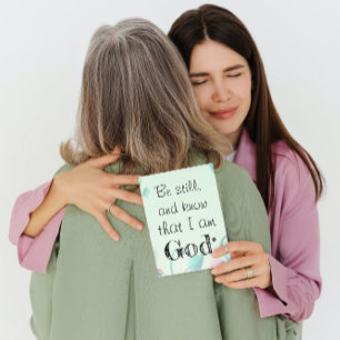 Psalm 46 Be Still Motivational Green Floral  Card