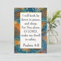Psalm 4:8 Bible Verse, Afrobohemian Adire Fabric