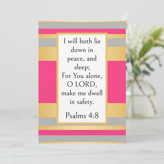 Psalm 4:8 Bible Verse, Peaceful Sleep Scripture  Card (Standing Front)