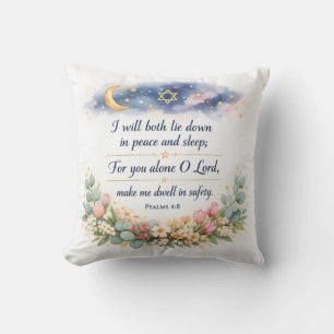 Psalm 4:8 Encouraging Bible Verse, Peaceful Sleep Cushion
