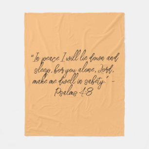 Psalm 4:8 Lie Down & Sleep Bible Verse Christian  Fleece Blanket