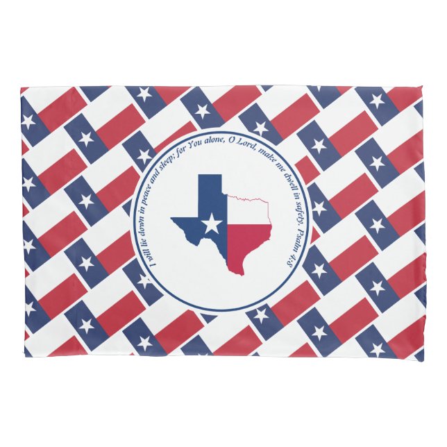 PSALM 4:8 Scripture Customised TEXAS FLAG Pillowcase (Front)