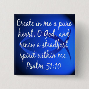 Psalm 51:10 15 cm square badge