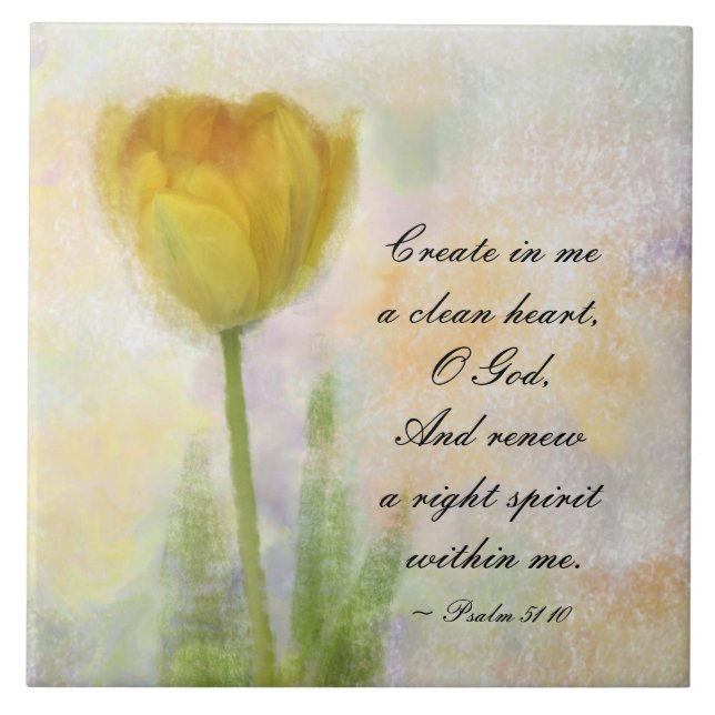 Psalm 51:10 Create in me a clean heart O God Tile (Front)