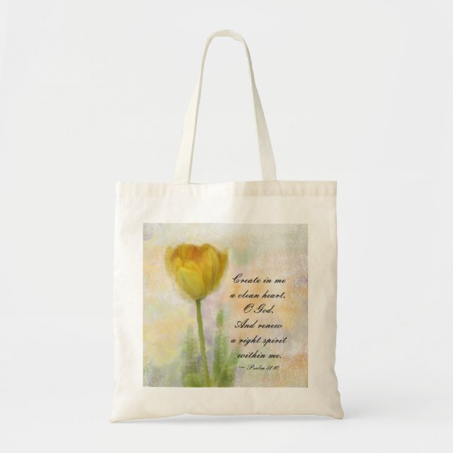 Psalm 51:10 Create in me a clean heart O God Tote Bag (Front)