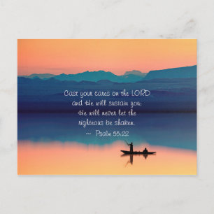 Psalm 55:22 Cast your cares on the LORD Postcard