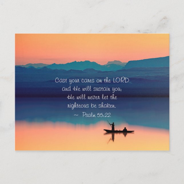 Psalm 55:22 Cast your cares on the LORD Postcard (Front)