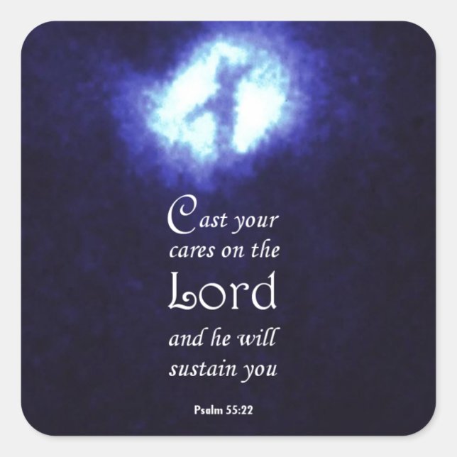 Psalm 55:22 square sticker (Front)