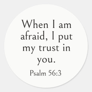 Psalm 56:3 Bible Verse, Scripture for Strength, Classic Round Sticker