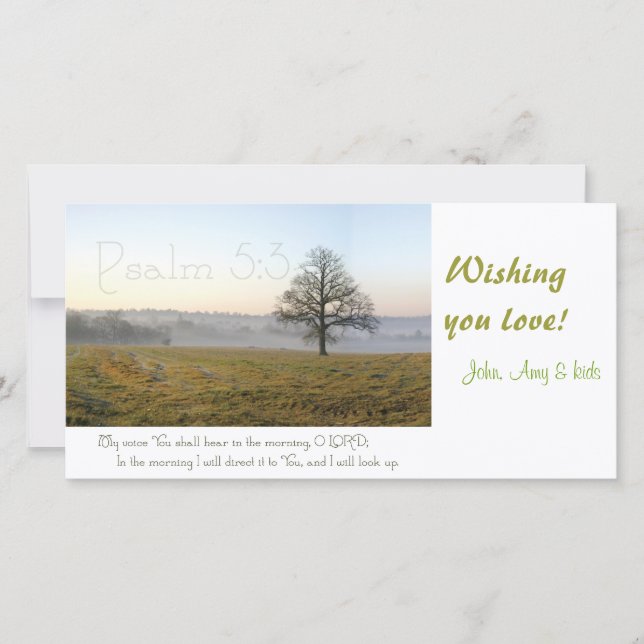 Psalm 5:3 Scripture photocard Holiday Card (Front)