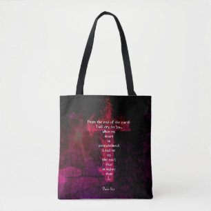 Psalm 61:2 Bible Verse Inspirational Quote Tote Bag