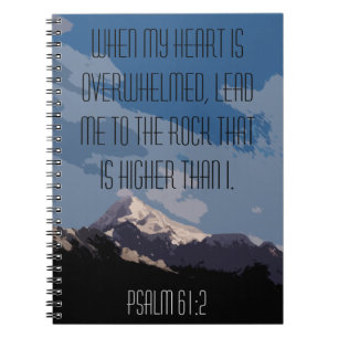 Psalm 61:2 Bible Verse Quote Mountain Graphic Spiral Notebook