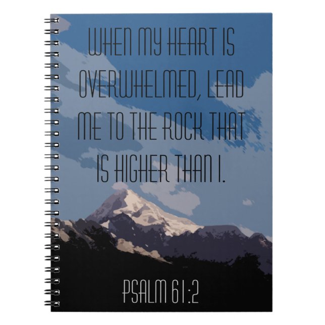 Psalm 61:2 Bible Verse Quote Mountain Graphic Spiral Notebook (Front)