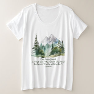 Psalm 61:2 Lead me to the Rock Scripture Mountain Plus Size T-Shirt